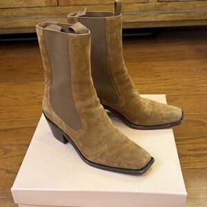 Loeffler Randall Suede Western Ankle Boot- Cacao 8
